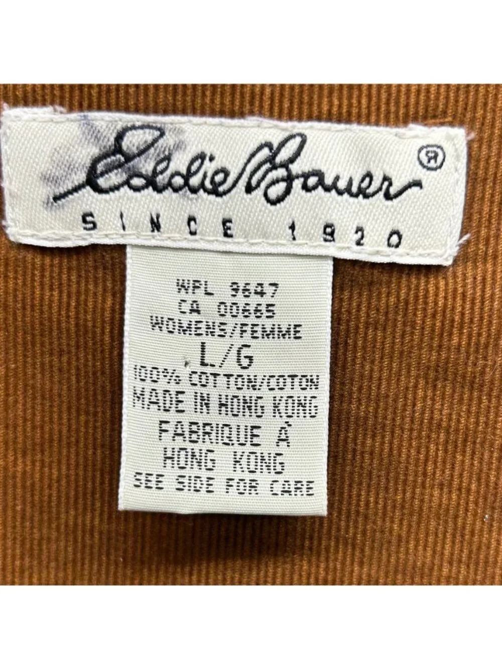 Vintage Eddie Bauer Brown Corduroy Sleeveless Button-Front Midi Dress Womens L - Picture 14 of 16